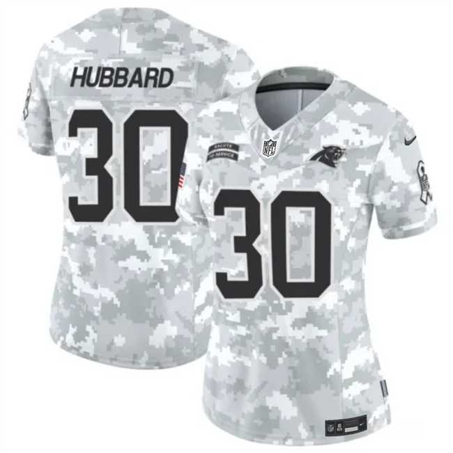 Women%27s Carolina Panthers #30 Chuba Hubbard 2024 F.U.S.E Arctic Camo Salute To Service Limited Stitched Jersey Dzhi